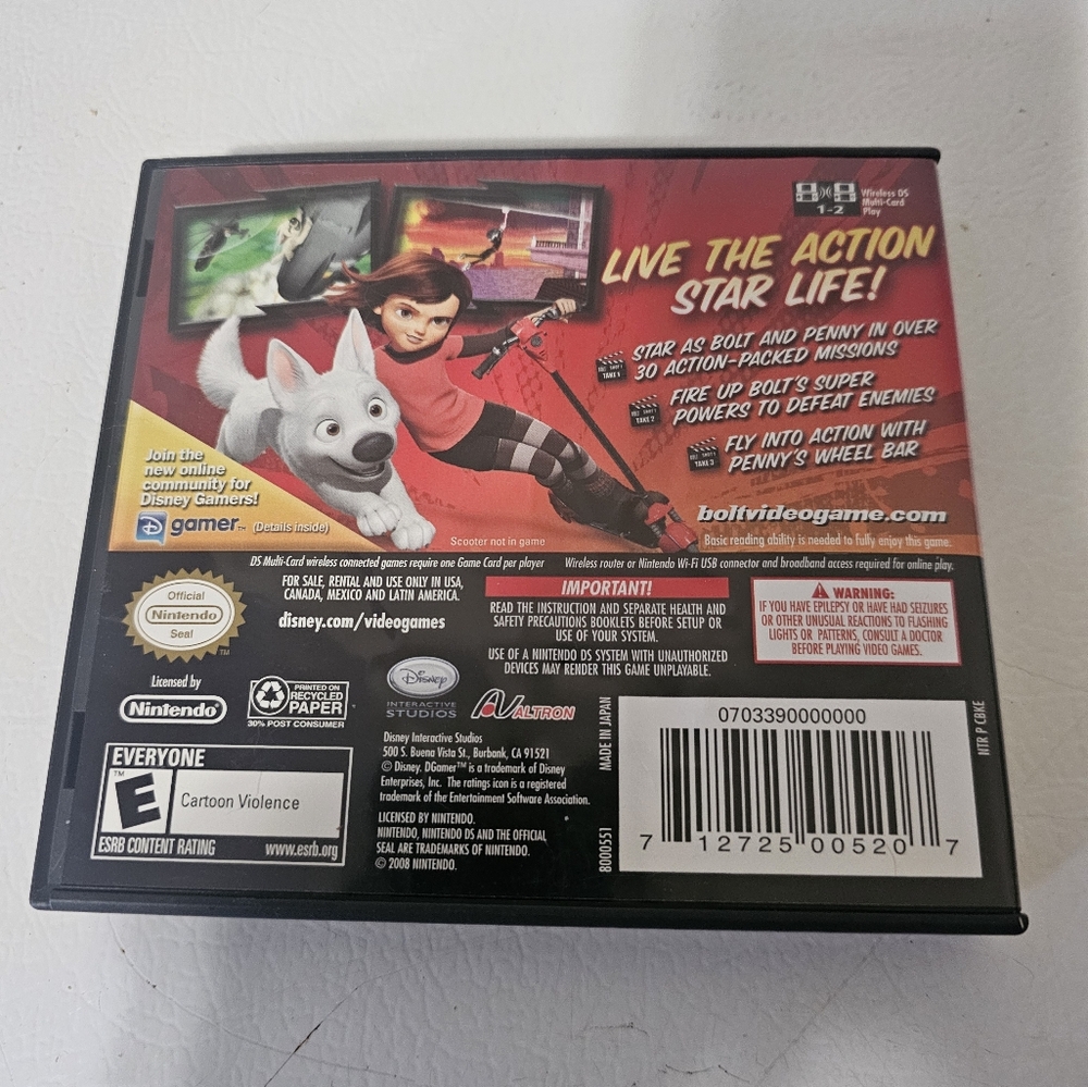 Disney's Bolt for Nintendo DS Video Game (2008) Pre-Owned - Picture 5 of 5